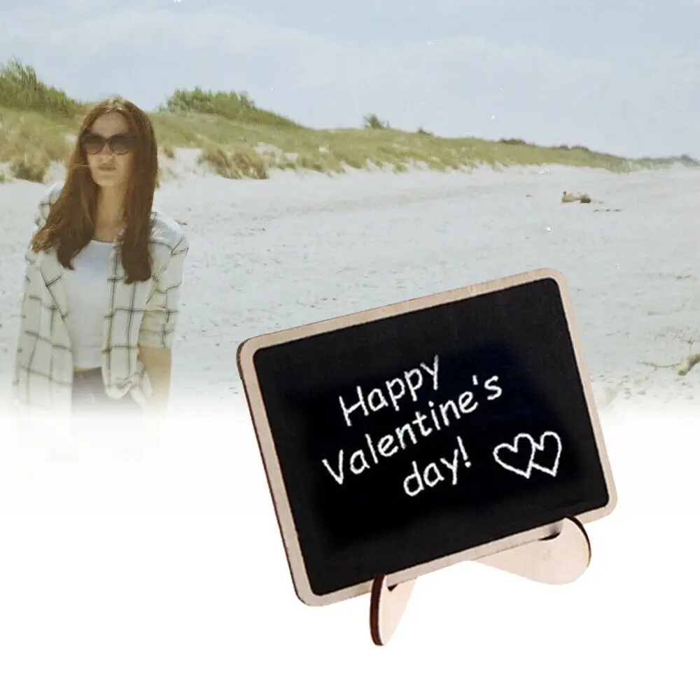 10pcs Mini Wooden Message Board Small Chalkboard With Bracket Writing Board Label Display Sign Message Table Stand