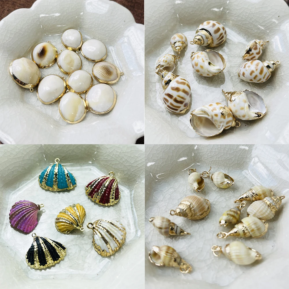 

10pcs Natural Art Shell Pendants Bohemian Color Conch Charms for Jewelry Making Diy Necklace Earring Reiki Healing Gifts