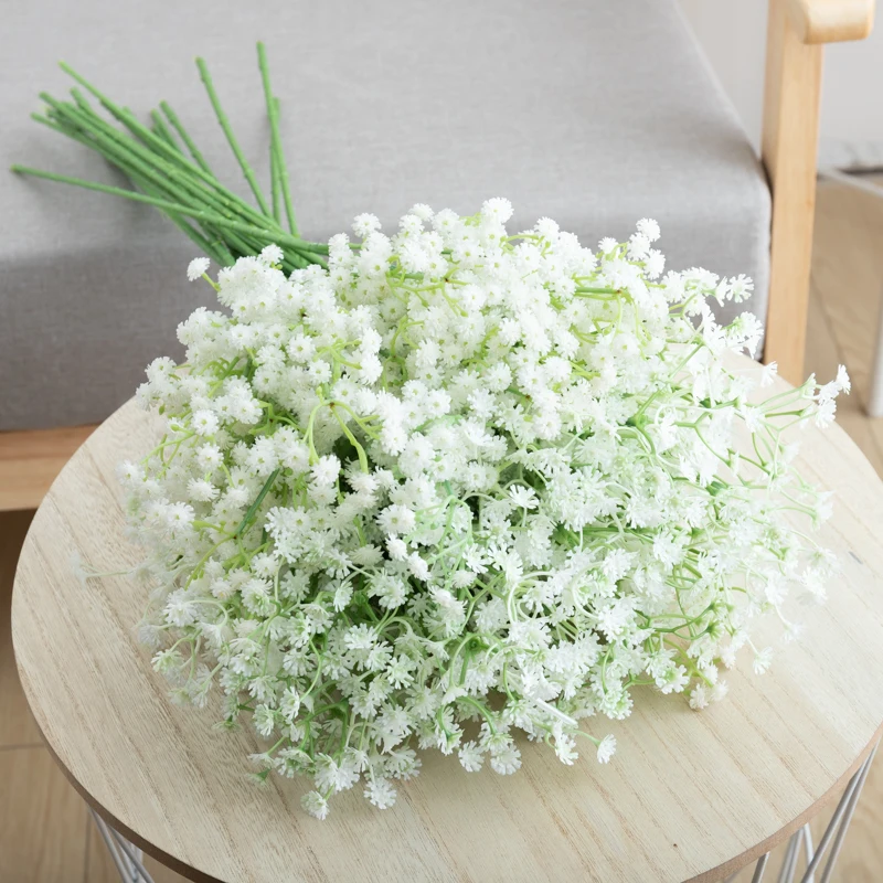 3pcs 90Heads Pink Baby Breath Artificial Flowers Plastic Gypsophila DIY Floral Bouquets Arrangement for Wedding Home Decoration