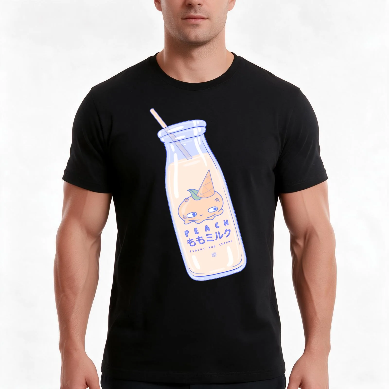 Peachy and Creamy T-Shirt, Summer Casual Cotton Tee, Oversized Streetwear Tops, Vintage Graphic Print, Loose Fit Short Sleeve