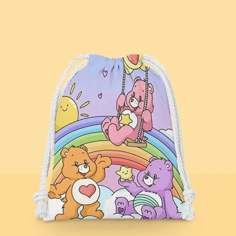 

Care Bears Drawstring Storage Bag Care Bears Canvas Gift Bags Candy Package Pouch Home Organizer Reusable Dustproof Sacks