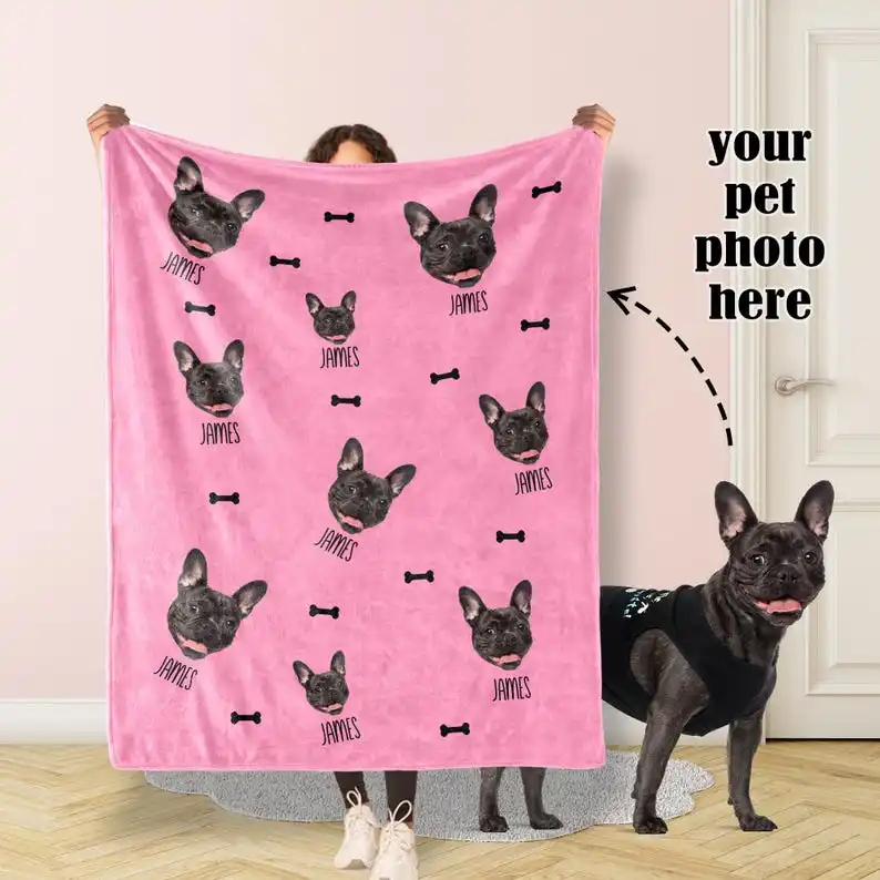 Personalized pet photos Blanket, Dog Face Blanket, Body Picture Blanket With name, Memorial Blanket, Cat photo blanket cat gift