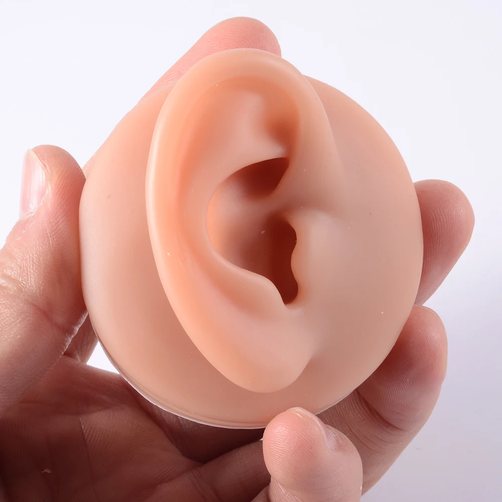 1PC Soft Flesh Color Silicone human Ear Model Display Puncture display simulation forTattoo Exercise jewelry  teaching Tool