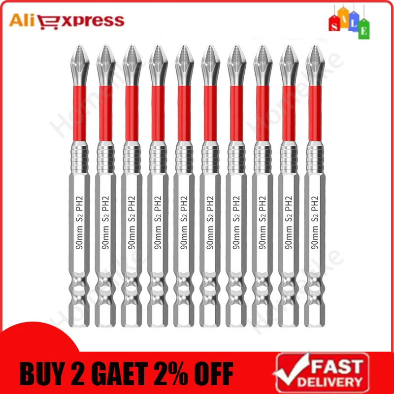 10pc 1/4inch Cross Screwdriver Bit Set 25/50/65/70/90/150mm Alloy Steel Hex Shank Impacting Screwdriver Home Hand Tools 2025 New
