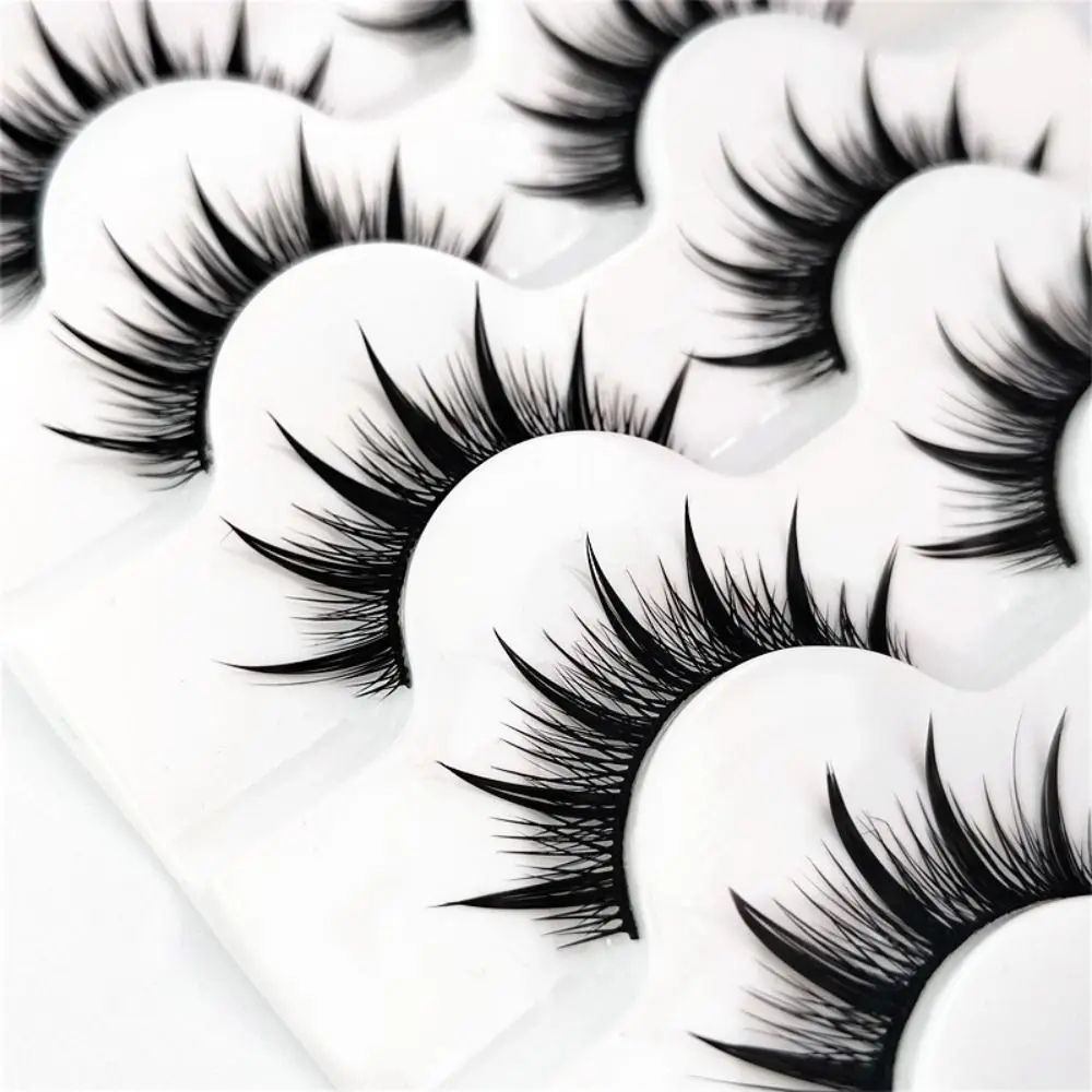 5 Pairs 3D Faux Mink False Eyelashes Thai Eyelashes Handmade Long Fluffy Lashes Eye Makeup Tools