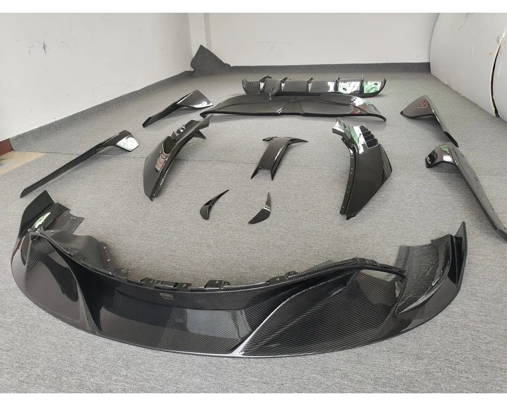 For Upgrade . 720S Ry Style Carbon Fiber Front and Rear Lips, Side Skirts, Rear Wing, Mudguard, Hood and Other Body Kits