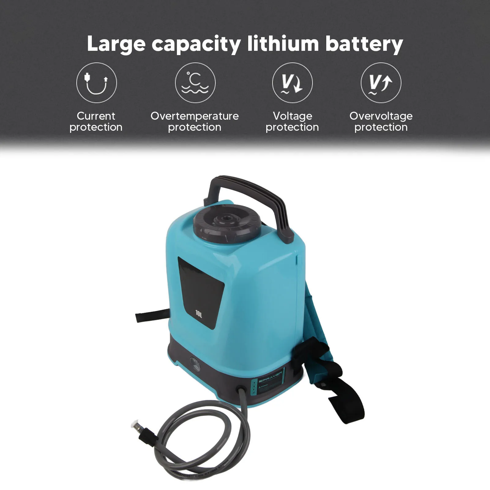 Backpack Style Electric Sprayer 10L Watering Can With Spray Gun US Plug 100‑240V Rechargeable Automatic Garden Irrigation Tool