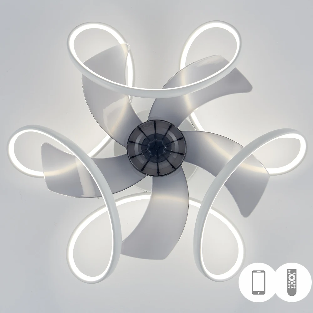 New Nordic Smart Ceiling Fans with Lights Remote APP Control 6-Speed Reversible Blades Bedroom Living Room Hallway Home Office