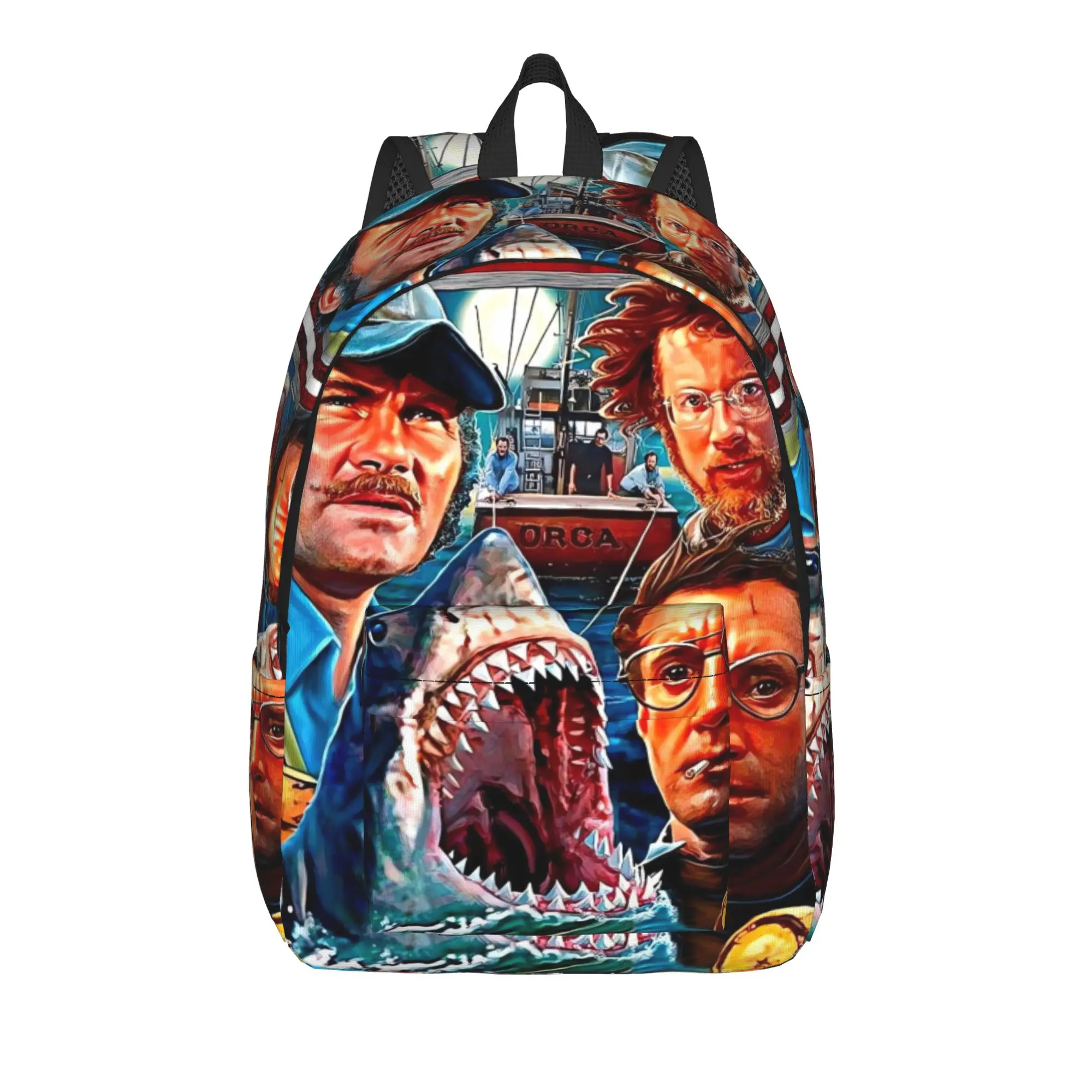 Jaw-Shark Classic Film Amity Island Backpack Male  Breathable Backpacks Polyester Cute School Bags Travel Colorful Rucksack