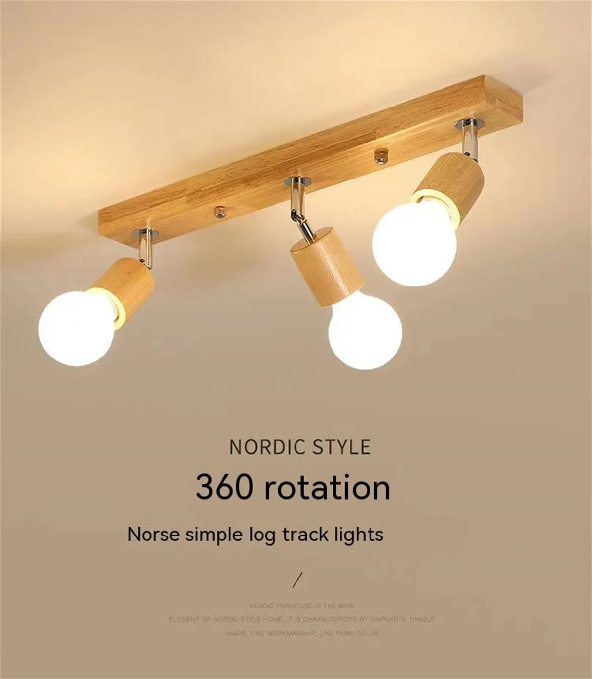 Nordic Wooden Ceiling Light Rotatable Adjustable Single Three Heads Lighting Living Room Clothing Store LED Spotlight
