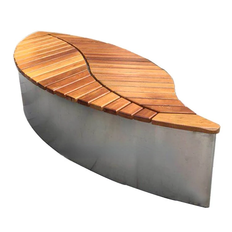 Outdoor landscape stainless steel leaf bench