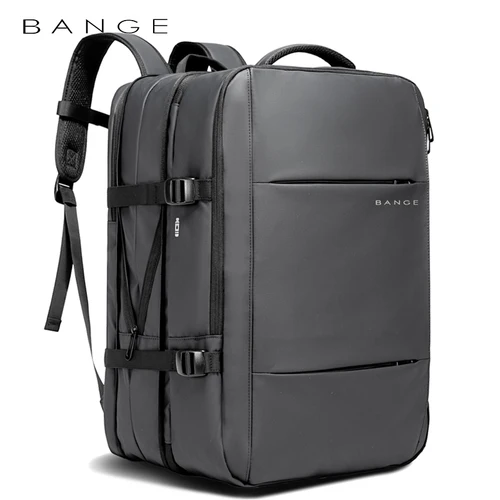 Mochila de negocios estética BANGE para hombre, bolsa USB expandible escolar, mochila de viaje de moda impermeable para ordenador portátil de gran capacidad 17,3