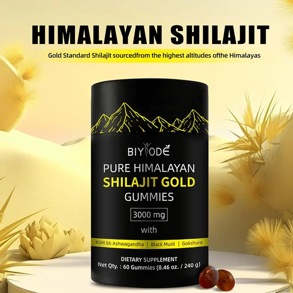 BIYODE Shilajit Amino Acid 100% Natural Mineral Pure Himalayan Shilajit Gold Gummies Men Maintain Energy Improve Body Immunity