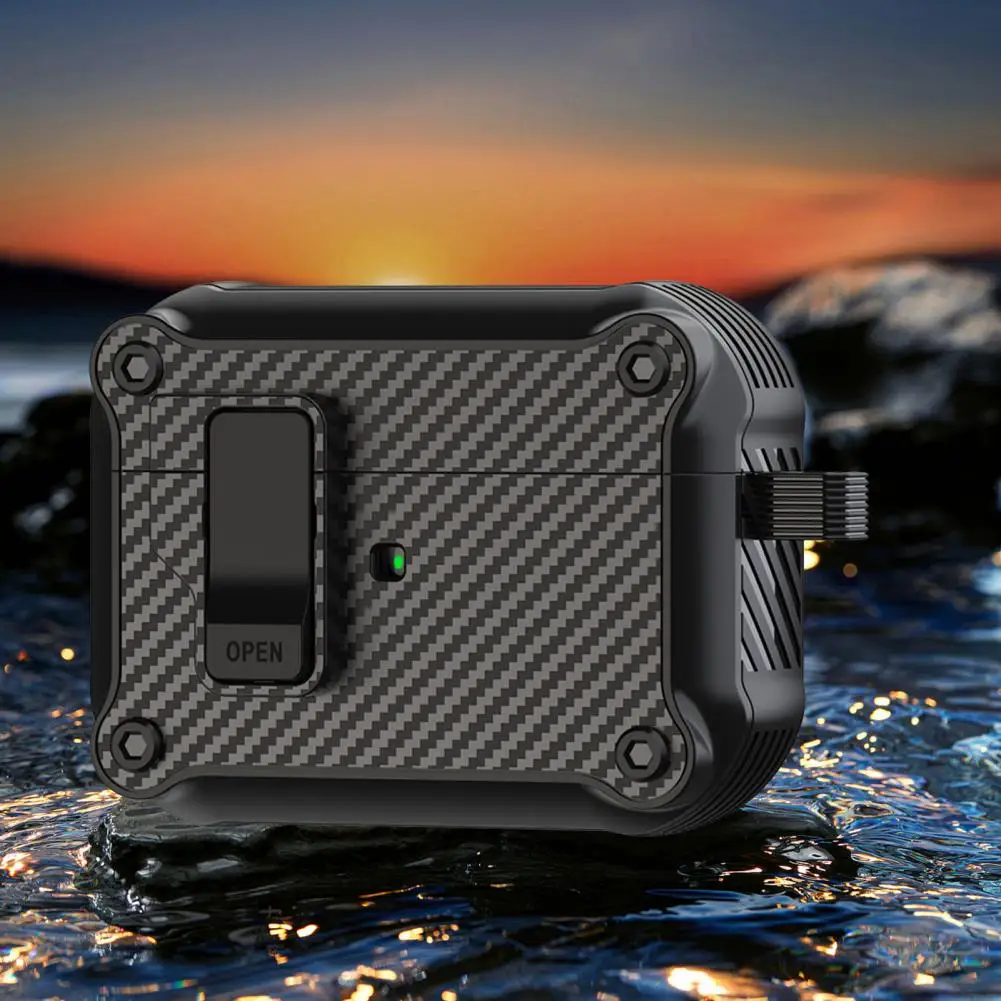 Headphone Storage Case with Switch Lock Headphone Case with Dual Material Wireless Charging Shock proof for Airpods