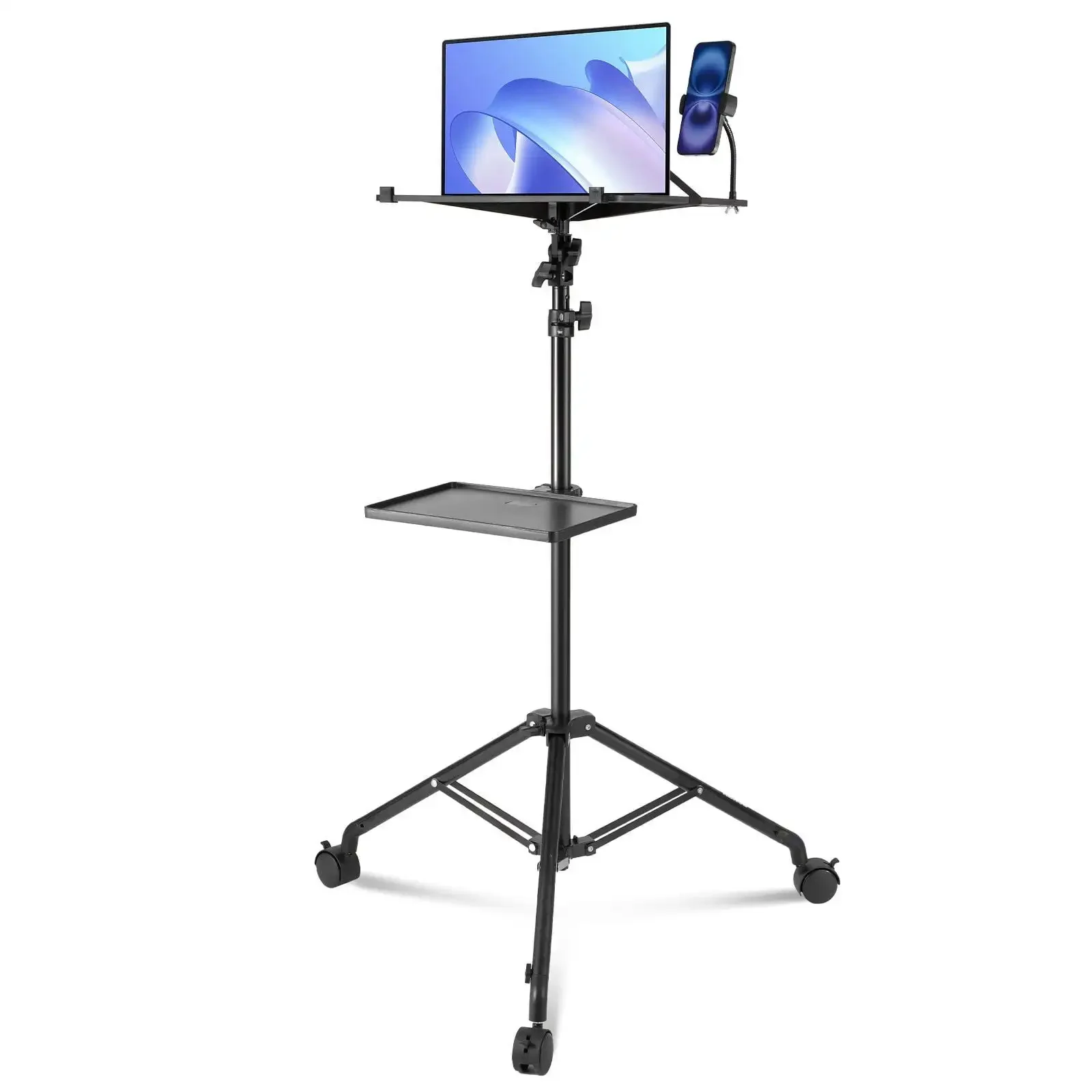 Projector Floor Stand Adjustable Height from 31.3 to 67.3 in, DJ Equipment, Projector Mount with Tray, Max Load Capacity 22 lbs