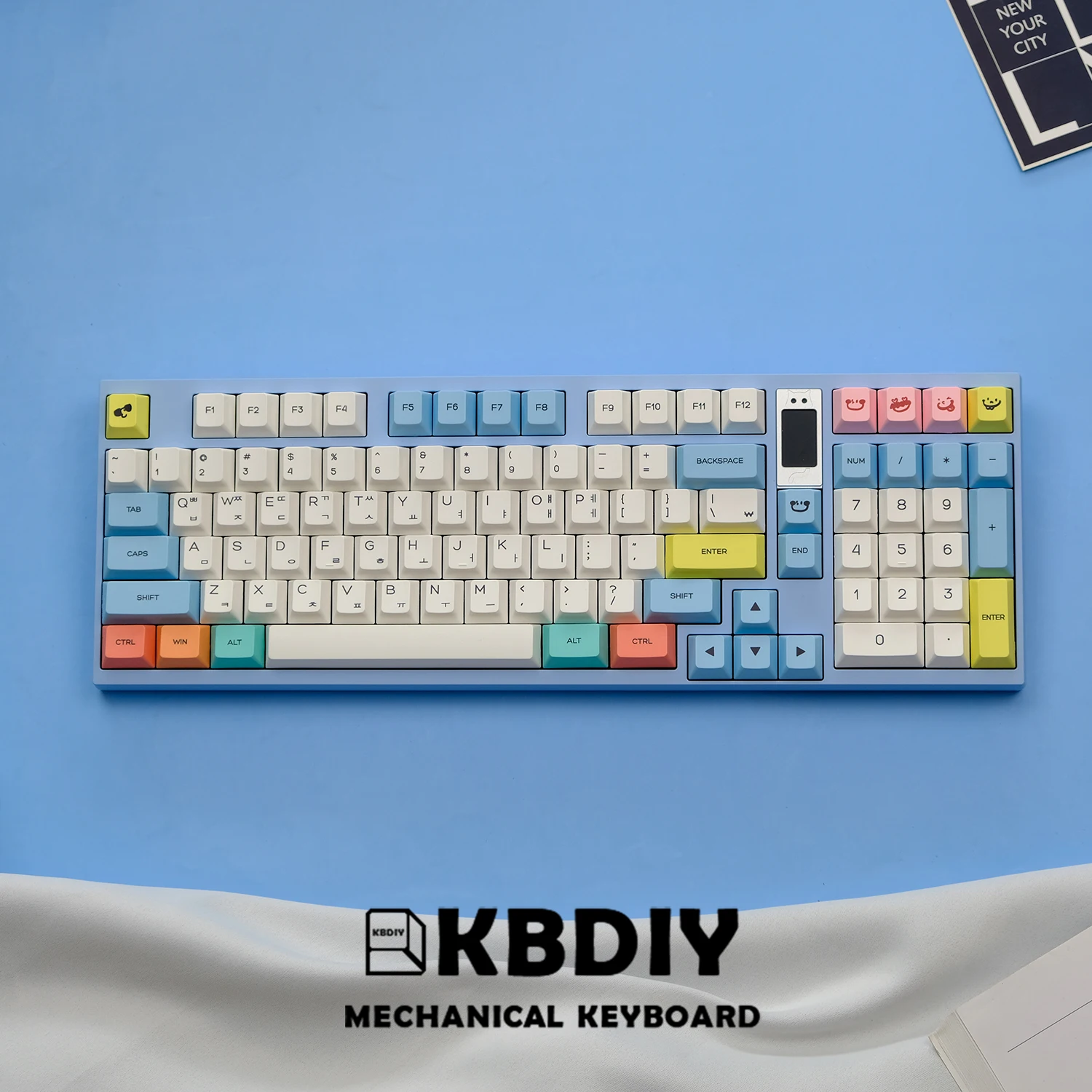 Imagem -02 - Kbdiy-coreano Pbt Keycaps Conjunto para Teclado Mecânico Perfil Cherry Giz Pastel Switches mx Iso 7u Japonês 144 Chaves