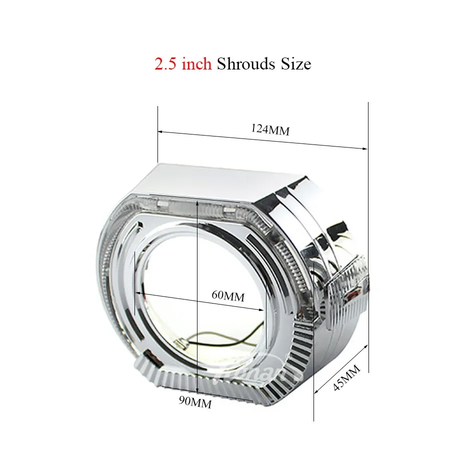 RONAN 2.5\'\' VER 8.1 Bi-Xenon Projector Lens H1 Car Headlight for X5 BM Sport LED Square Angel Eyes DRL White Retrofit H4 H7 Car