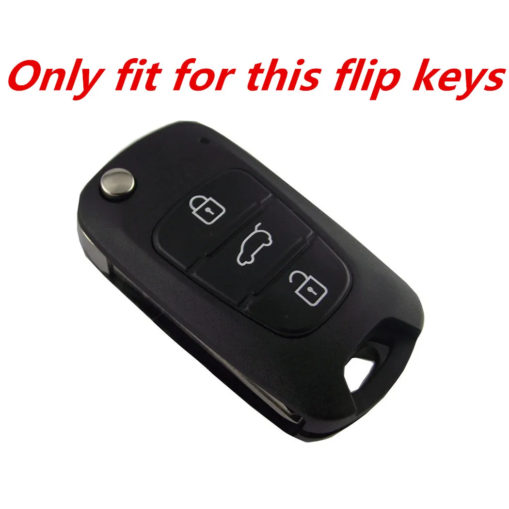 WFMJ для Hyundai Kia из углеродного волокна, силиконовый 3-кнопочный флип-чехол для смарт-ключа, чехол-цепочка