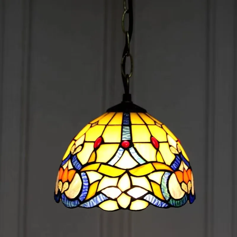

8-Inch, style stained glass, ceiling bar, pendant fixture, with adjustable length chain