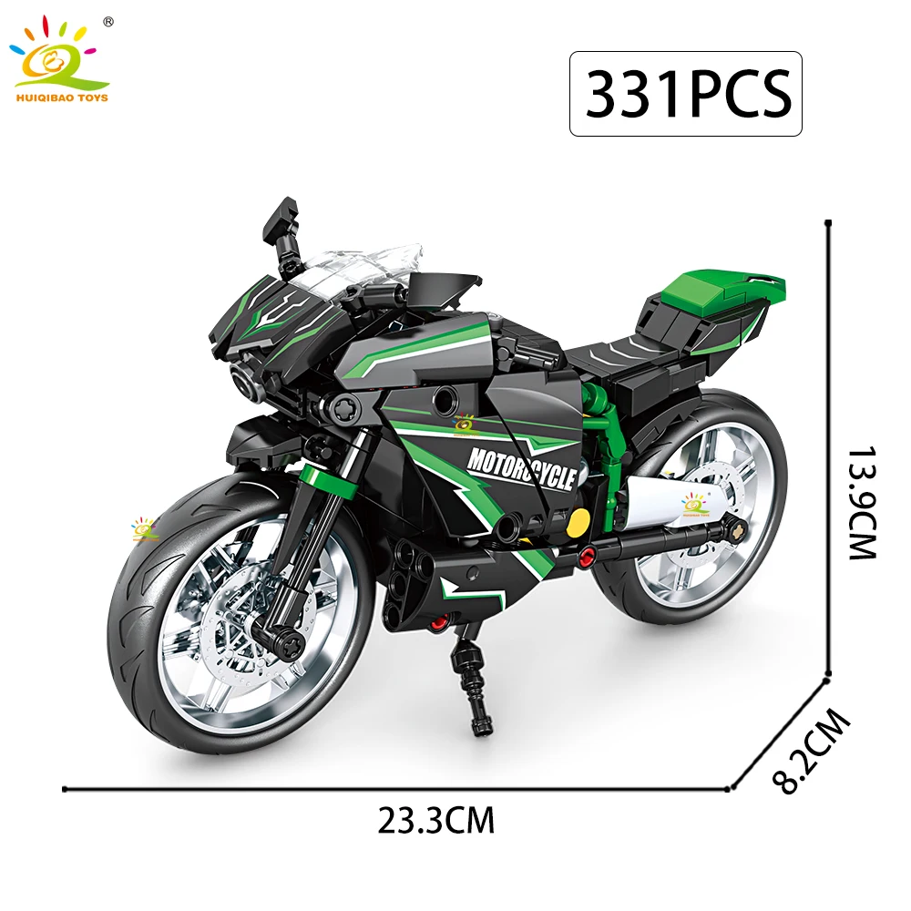 HUIQIBAO MOC Motorrad-Modellbausatz, City Moto Racer Bausteine, Spielzeug für Kinder, Jungen, Erwachsene, Auto-Set, Heimdekoration – Detail 10