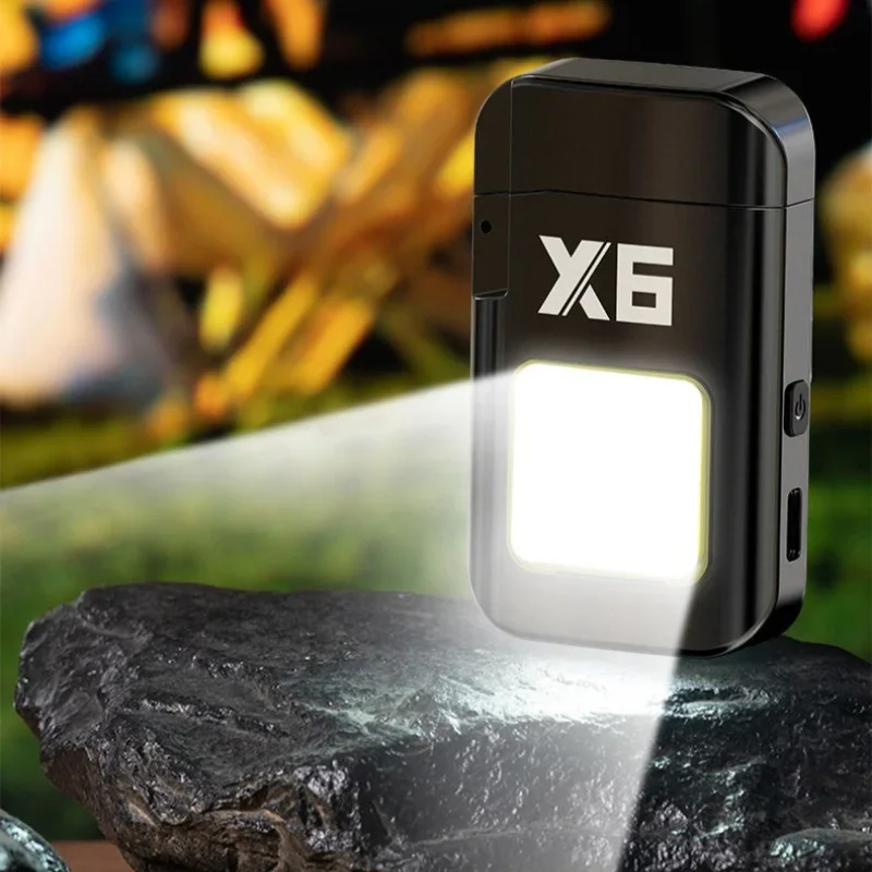 Waterproof Double Arc Lighter USB Rechargeable Windproof Plasma Lighter Outdoor Camping Flameless Work Light Smoking Accessories