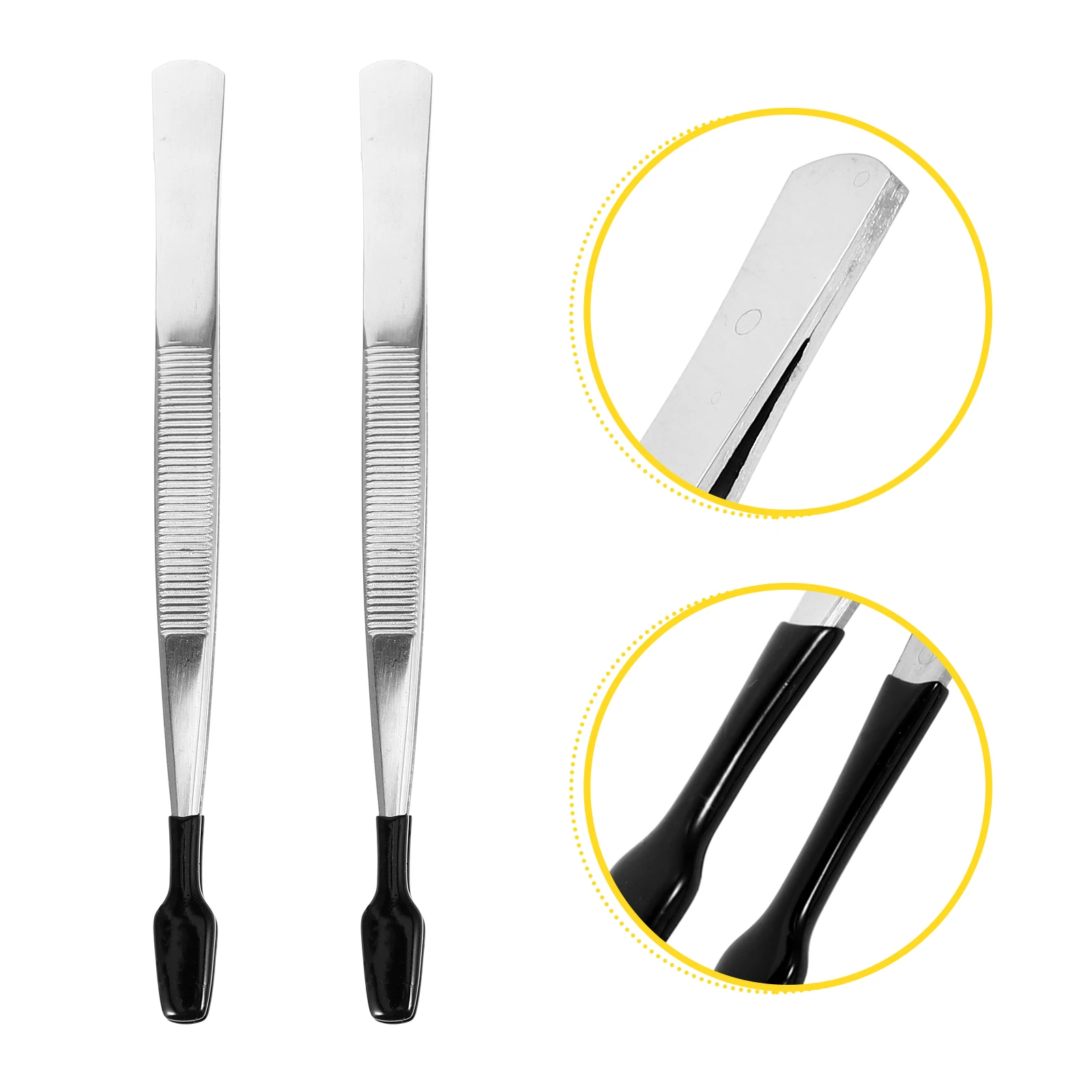 

2pcs Stamp Tweezers Stainless Steel Flat Black Handle for Collecting Jewelry Lab Multi Use Tweezer Kit
