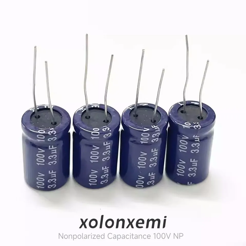 10Pcs NP Electrodeless Electrolytic Capacitor 100V 1.5UF 3.3UF 10UF 47UF 68UF 100UF Vertical Capacitance Nonpolarized 13x21mm