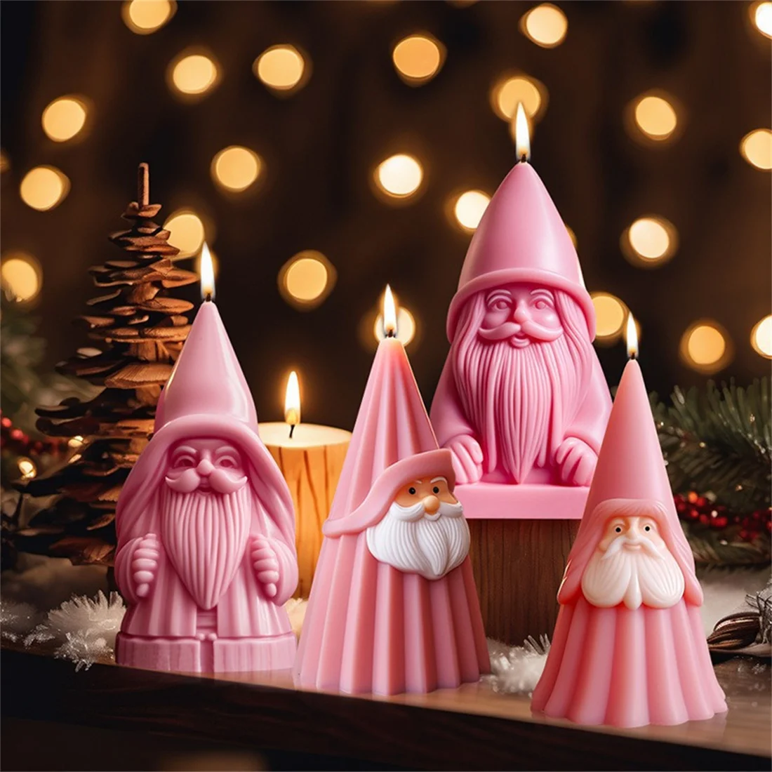 Santa Claus Candle Silicone Mold DIY Handmade 3D Christmas Craft Gifts Plaster Aromath Soap Casting Mould Home Party Ornament