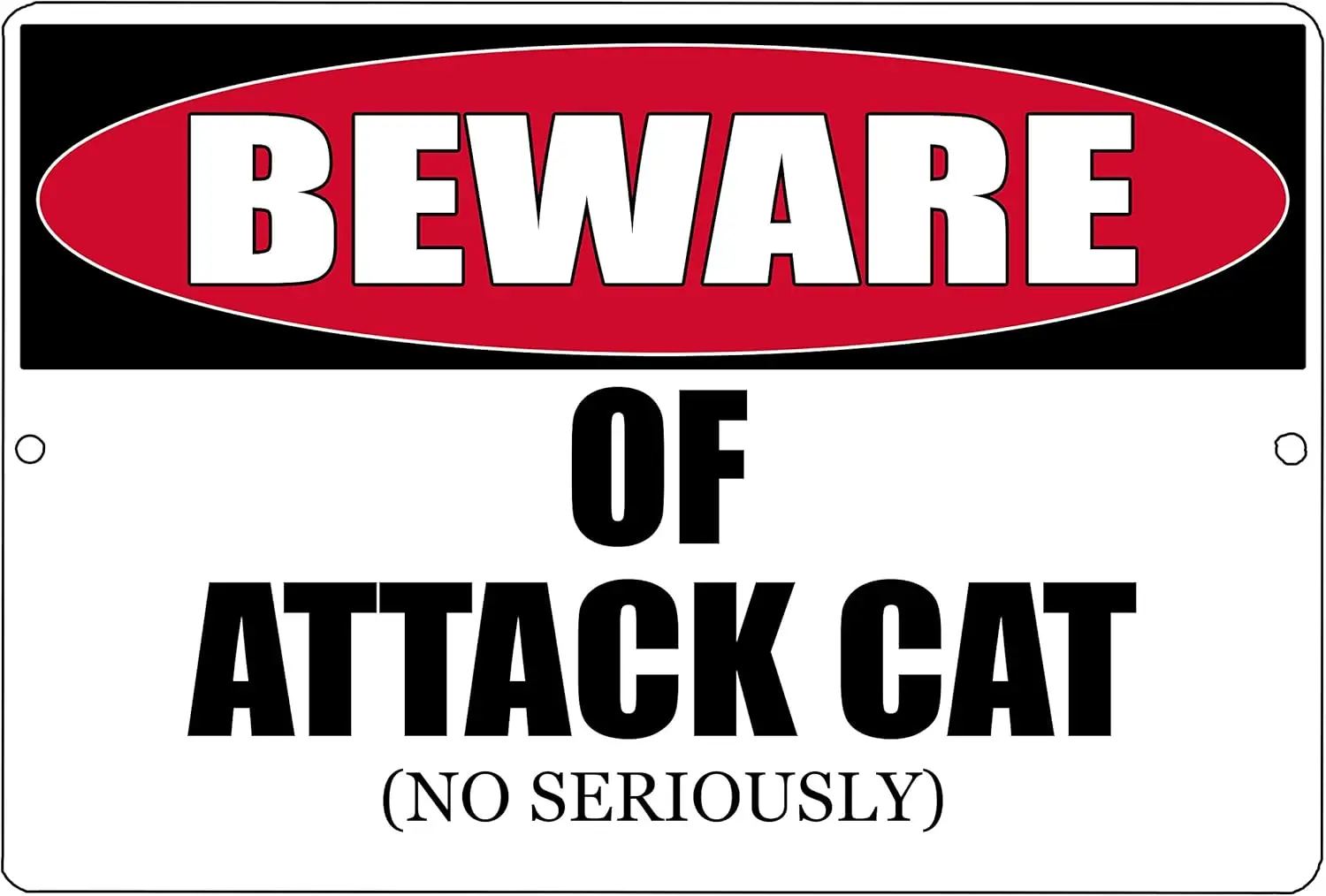 Rogue River Tactical Funny Beware of Attack Cat Metal Tin Sign Kitten Kitchen Wall Decor Warning