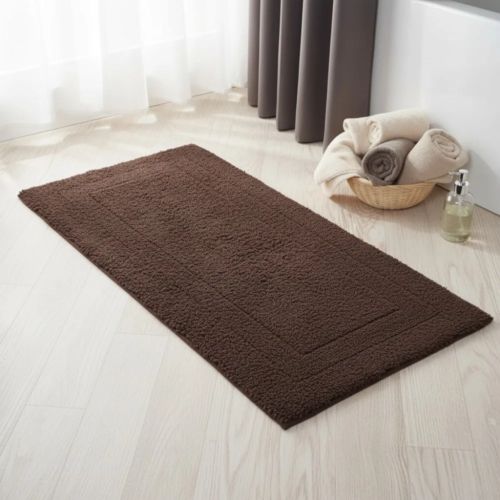 

Plush Cotton Bath Mat 24x60 Runner - Reversible, Absorbent, Machine Washable Rug for Bathroom Floor