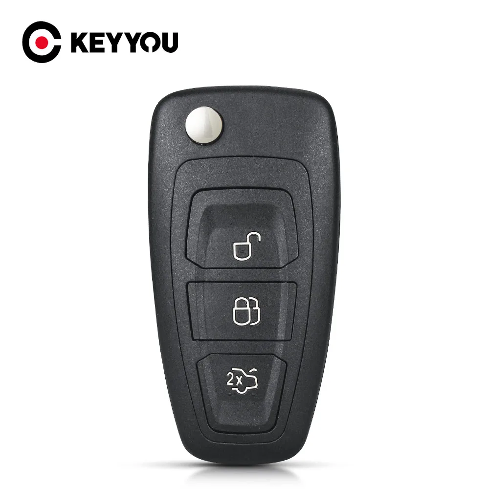 

KEYYOU 10x 3 Buttons For Ford Focus Fiesta 2013 Fob Case with HU101 Blade Flip Folding Remote Key Shell Fob Case