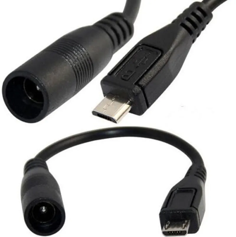 LBSC DC 5.5mm x 2.1mm Barrel Jack to Micro USB B 5p Male Power Connector Short Cable