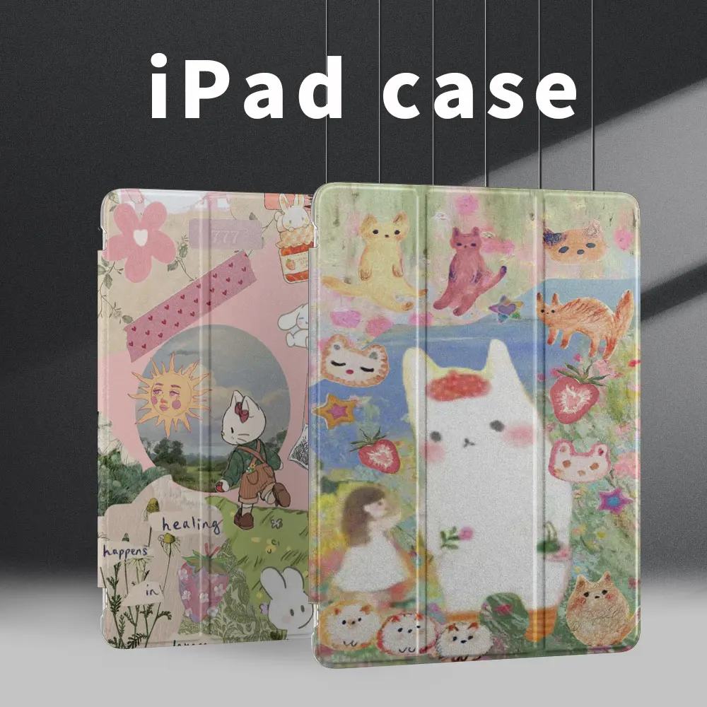 Ipad case Funny black cat pattern 2022Pro 11 Case Air 5 For Funda ipad10th Generation Mini 6 2024 10.2 9.7 8.3in 2018Cover