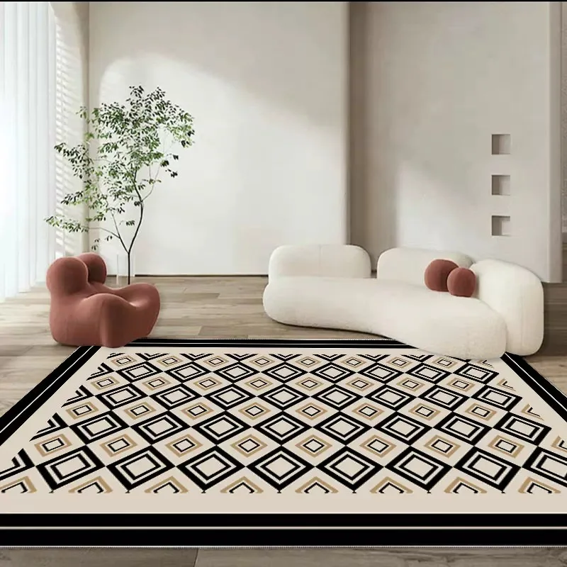 Wabi-sabi Geometric Pattern Carpet for Living Room Large Area Mats Modern Minimalism Short Plush Floor Mat Bedroom Rug 카페트 거실 대형