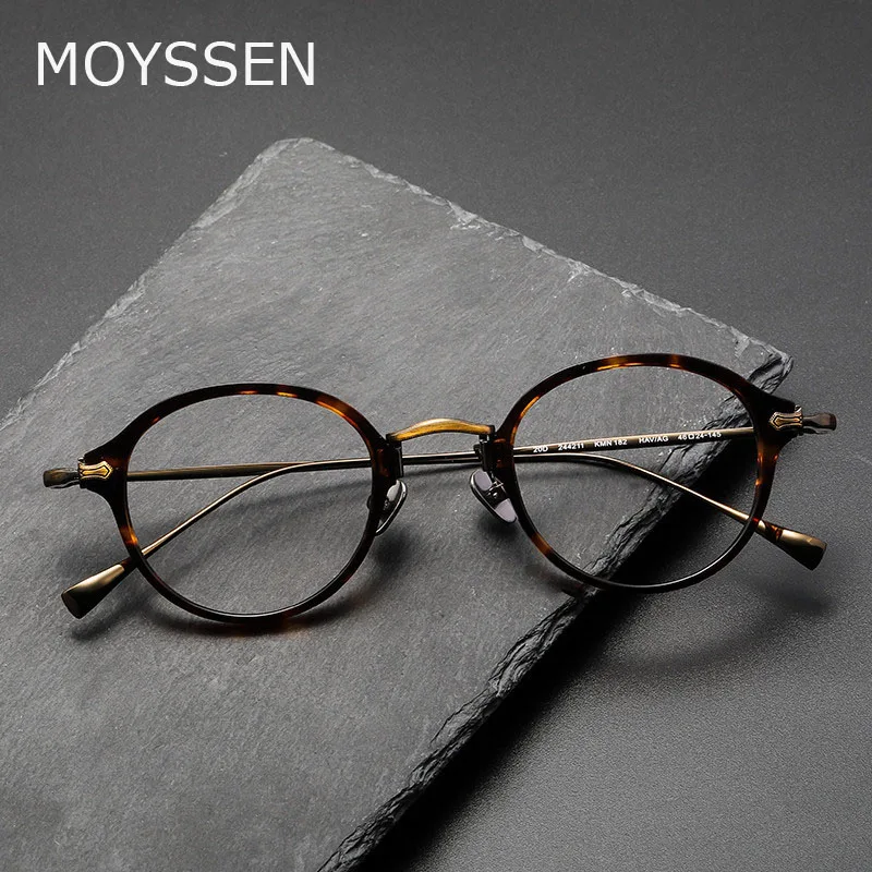 Japan Brand Design Men Women Big Face Retro Round Oval Titanium Eyeglasses Frame Wide Can Customize Myopia Reading Prescription