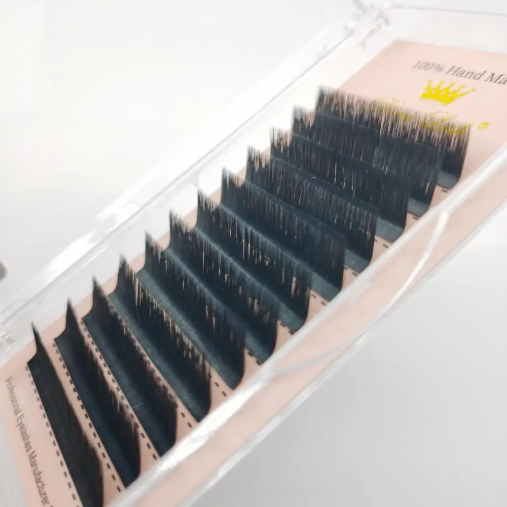 12 Rows L Curl False Eyelash Extensions  L Curl Easy Fan Mink Lashes Matt Black  Mixed Length Bloom Auto Fans Magnetic Eyelashes