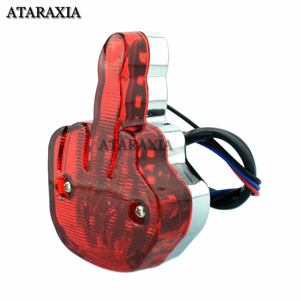 Mini feu arrière LED pour moto, doigt central, feu Stop, pour café Racer Bobber Choppers universels