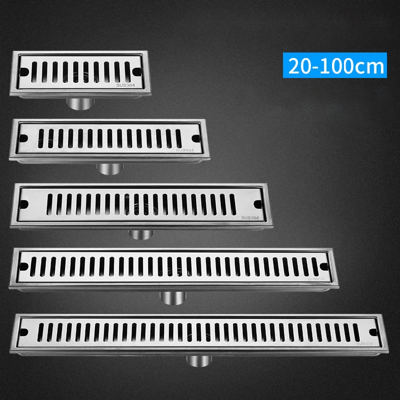 

20-100cm Side Outlet Shower Drain Stainless Steel Bathroom Floor Drainage Linear Waste Drain for Kithchen