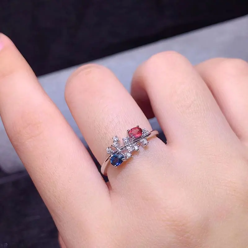 Natural Spinel Ring with Jewelry Certificate Genuine red and blue Spinel Silver Jewelry 925 Silver All Size Ring for Women