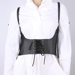 Women's Binding Rope Black strap Elastic Waist Decorate For Ladies Corset gothic Cummerbund Underbust Harness Outside Coat shirt