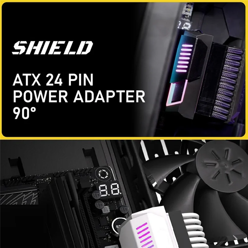 Adapter XB-ATX 24Pin ARGB 90 stopni, złącze zasilania 5V do płyty głównej komputera stacjonarnego, akcesoria do samodzielnego montażu komputera.