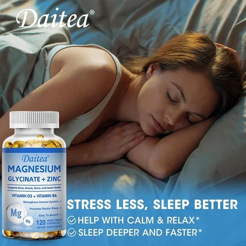 Maximum Absorption with Magnesium Glycinate, Zinc, Vitamins D3 & B6 Supplement - for Healthy Sleep, Nerve and Bone Health