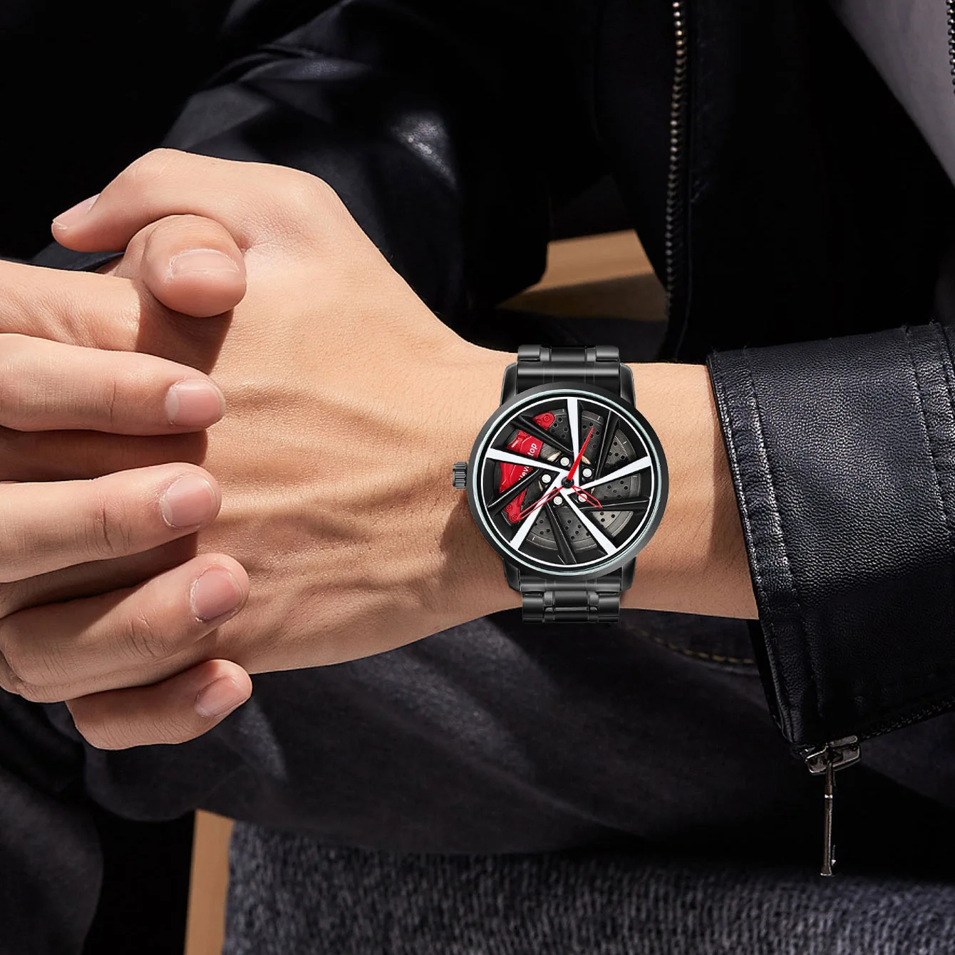 ZH126 Trendy and fashionable Men watch with hollowed out wheels and rotating quartz watches, cool clock gifts，watches for man