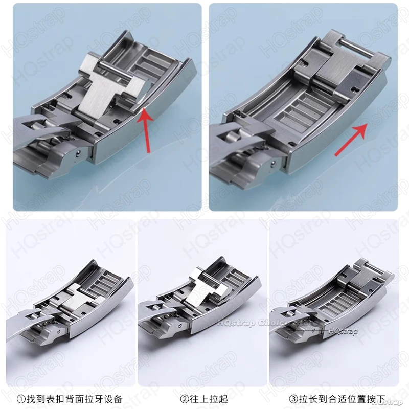 9mm Stainless Steel Buckle for Rolex Rubber Watch Strap Clasp for Daytona Double Convex Adjusted Folding Buckle Silver Button image 3