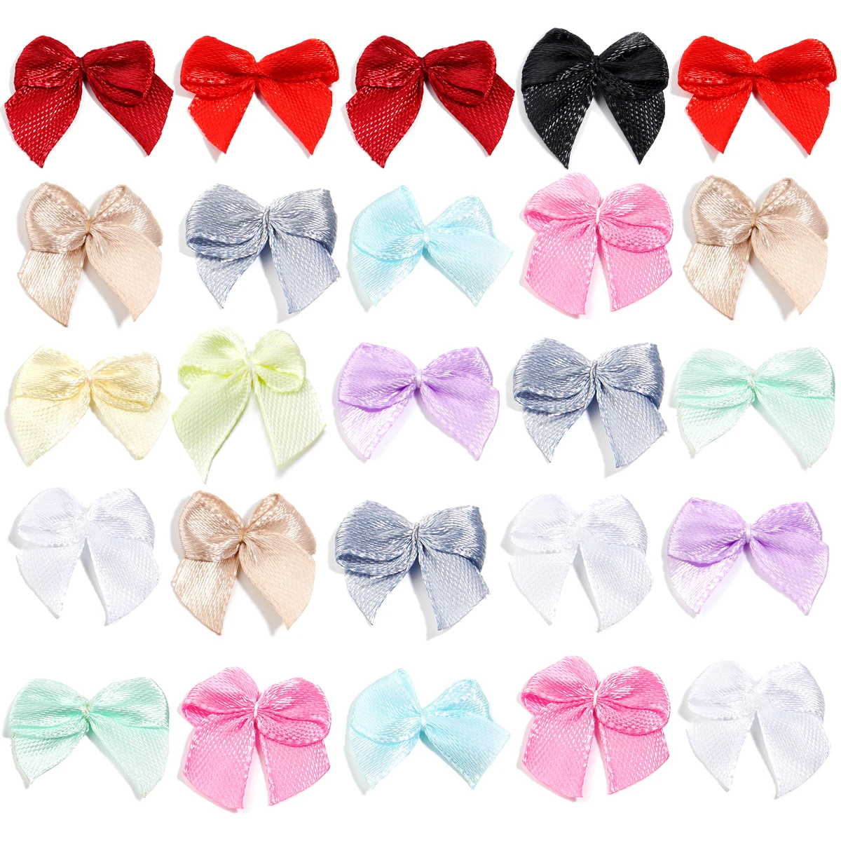 100-200pcs/lot 2.5x2cm Mini Ribbon Bows Colorful Small Bow Knots for Gift Wrapping Hair Clip Dress DIY Craft Decoration Supplies