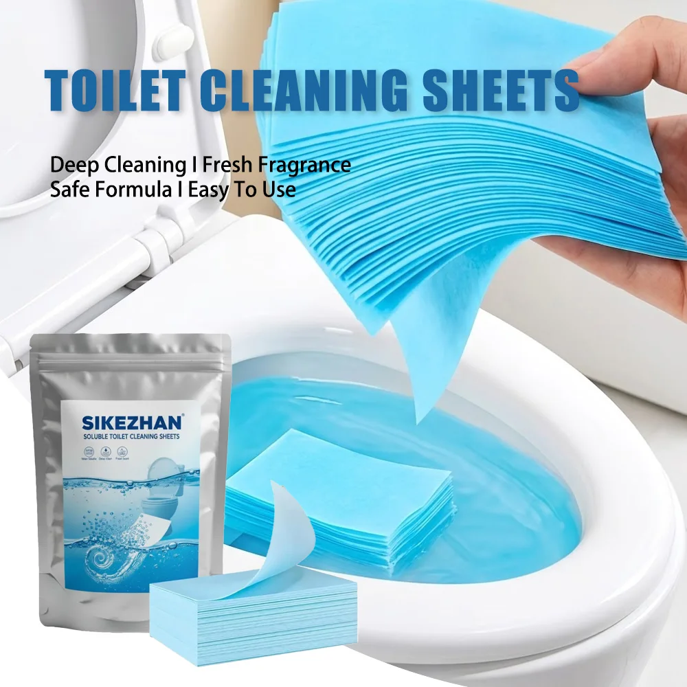 100 Pcs Soluble Toilet Cleaning Sheets Fast Decontaminating Deodorant Detergent Paper Tablet For Bathroom Washroom Care SIKEZHAN