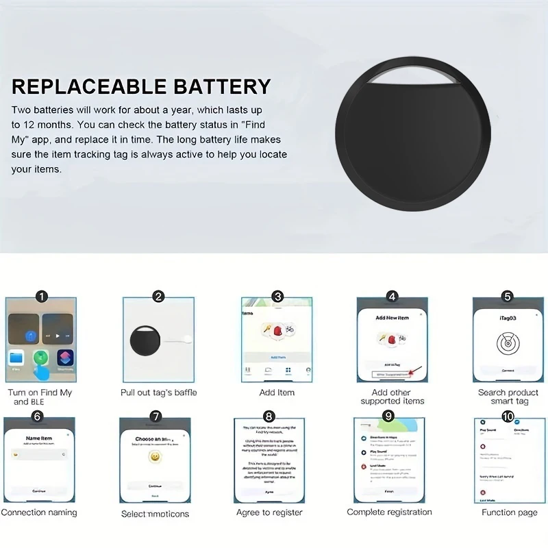 5er-Pack Smart Air Tag (Nur iOS), Kompatibel mit Apple Find My (Nur iOS), GPS-Global-Positioning-Smart-Tracker für Schlüssel, Taschen, Auto, Geldbörse – Detail 12
