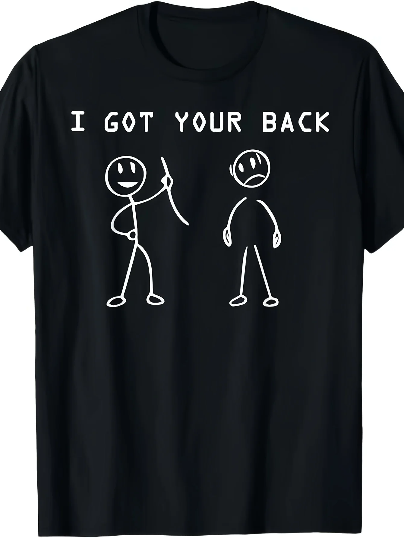 

Funny Stick Figure "I GOT YOUR BACK" Print Short-Sleeve T-Shirt Men's Casual Cotton Humorous Trendy Top