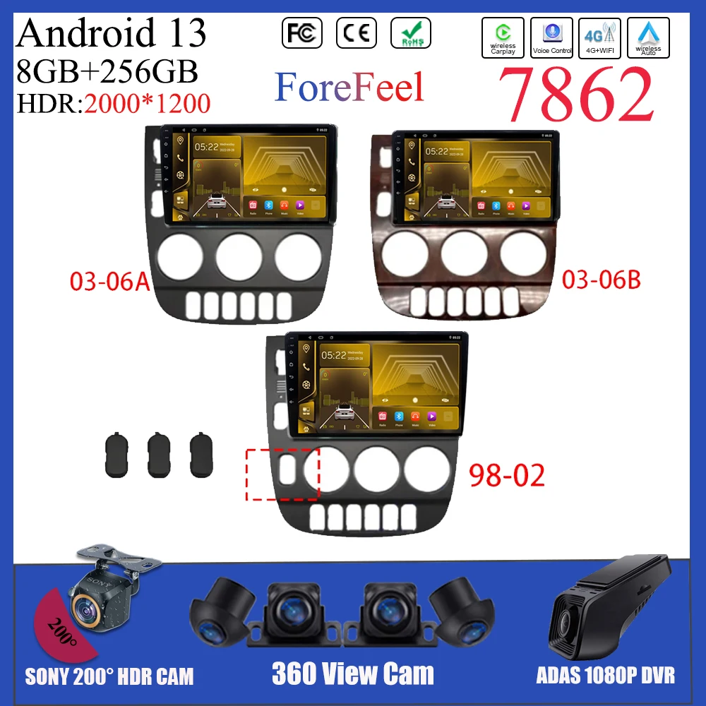 Android 13 For Mercedes Benz M-Class W163 ML 1998 - 2006 Car Navigation QLED Screen Radio Stereo GPS Wireles Carplay BT  4G WIFI