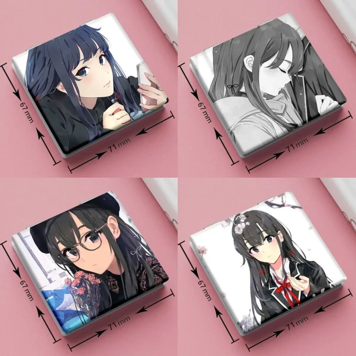 7x6 cm La mia commedia romantica giovanile è sbagliata come mi aspetta Specchio per trucco pieghevole bifacciale Anime portatile con ingrandimento carino